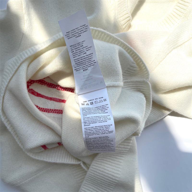 Women's Soft Wool Cashmere Knit Sweater - MAX Letter Bow Round Neck Pullover
