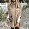 Women's Lazy Loose Long-sleeved High-neck Color Knitted Shawl Sweater