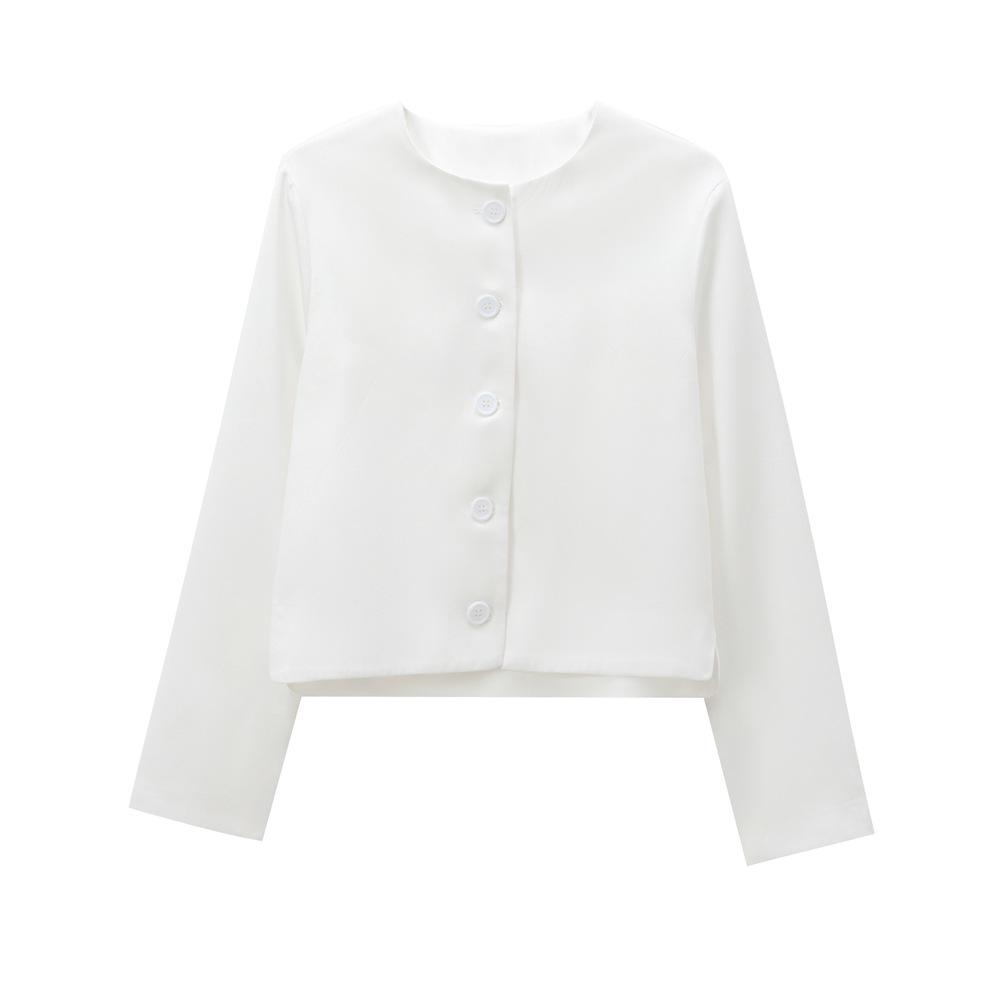 

Женский осенне-зимний трикотаж свободного кроя однотонного цвета в европейском и американском стиле Extra Small белый