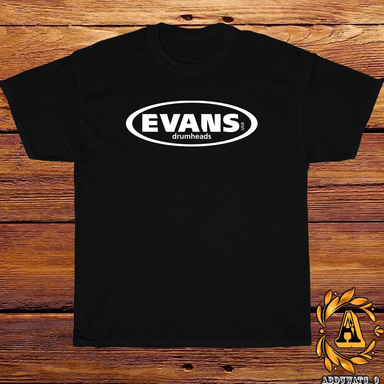 New EVANS Drums Drumheads Logo Black/Sport Grey/White/Navy/Red T-Shirt S-5XL XXL