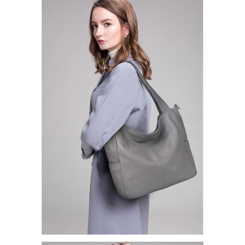 Új Tote Táska Puha Bőr Valódi Bőr Női Táska Nagy Kapacitású Egyszerű Táska Alkalmi Marhabőr Válltáska