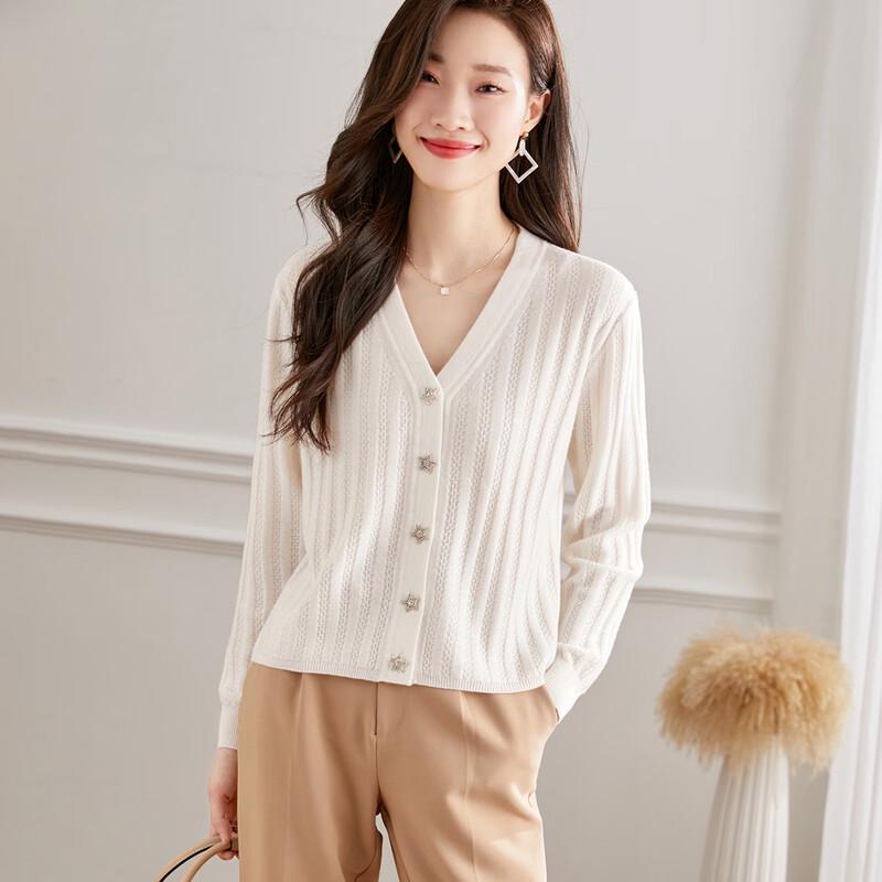 

Women s V-Neck Wool Blend Knit Cardigan L