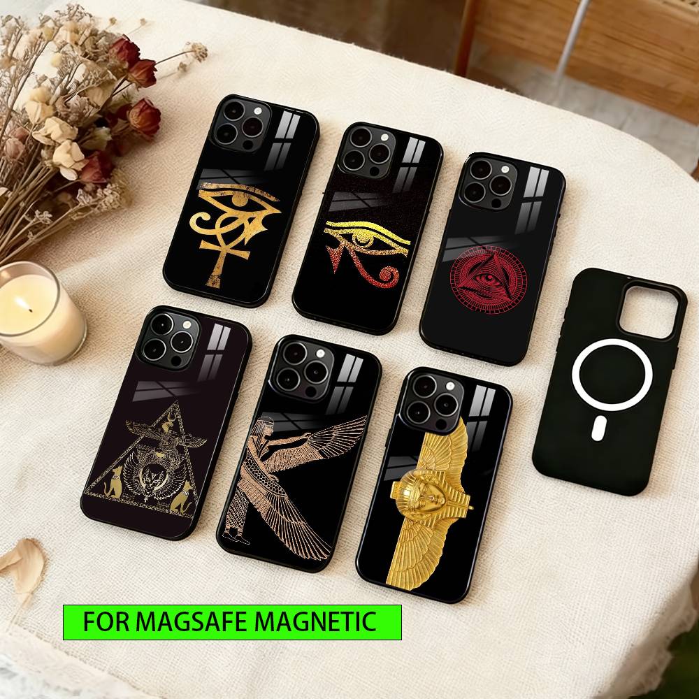 Ancient Egyptian Symbols Phone Case For iPhone17,16,15,14,13,12,11 Plus,Pro Magnetic For Magsafe Wireless Charging