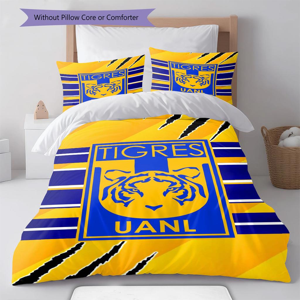 Tigres UANL Muster Bettwäsche-Set Bettbezug Kissenbezug Heimdekoration Geschenk (1 Bettbezug + 2 Kissenbezüge, ohne Füllung)