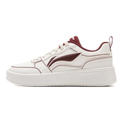 Li Ning Sycee Slip Resistant Cushioning Abrasion Resistant Low Top Skateboard Shoes Women's White Red AGCV144-4