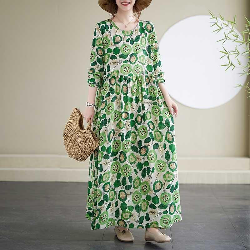 Round Neck Vintage Long Flesh Covering Dresses