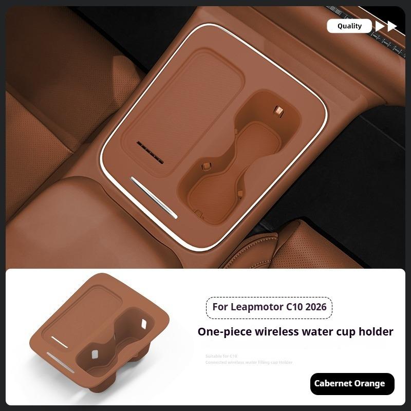 For Leapmotor C10 2026 Car Wireless Charging Integrated Water Cup Holder Cover C10 Wireless Charging Silicone Anti-slip Mat