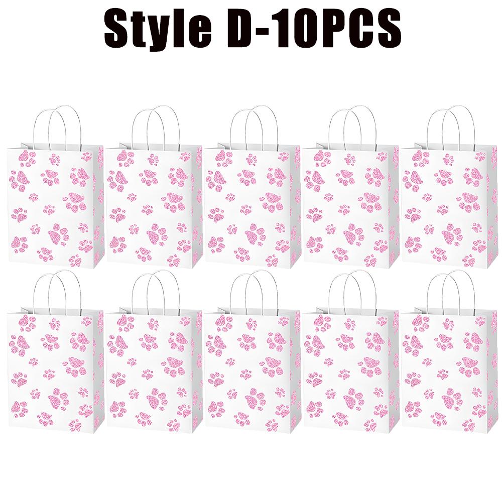 10-60PC Colorful Dog Paw Print Paper Candy Bags Gift Bags with Handles for Cat Pet Theme Birthday Party Decorations Favors Decor