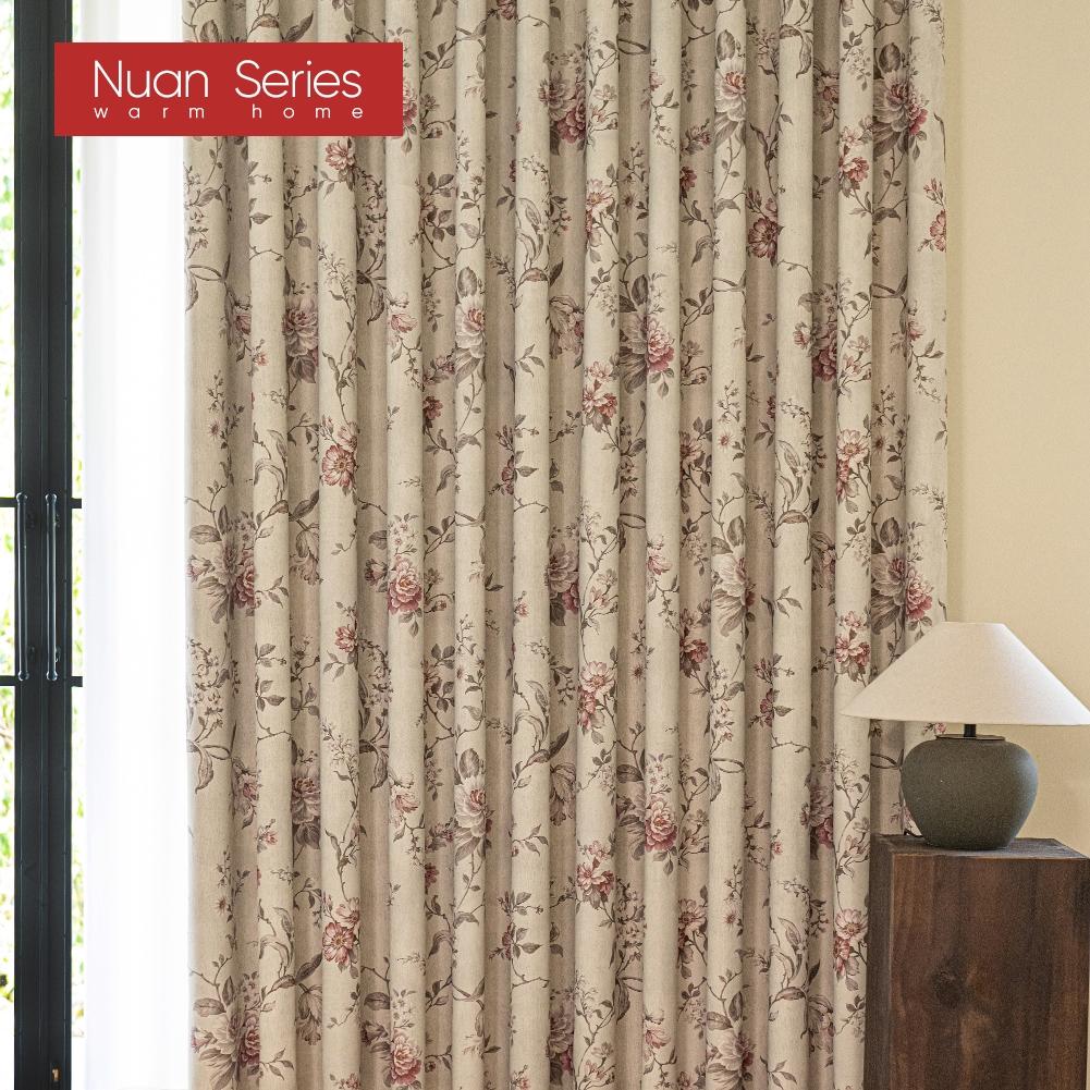 1PC Nuan Series French Retro Pink Peony Floral Curtains American Countryside Thick Curtains for Bedroom Living Room Window for Home Decor