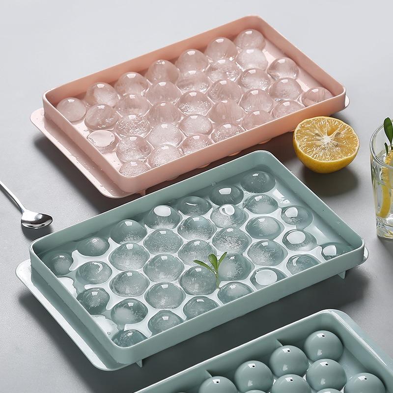 3D Round Ice Cube Tray With Lid Plastic Diamond Style Mold Refrigerator Spherical DIY Moulds Ball Maker Kitchen Tools