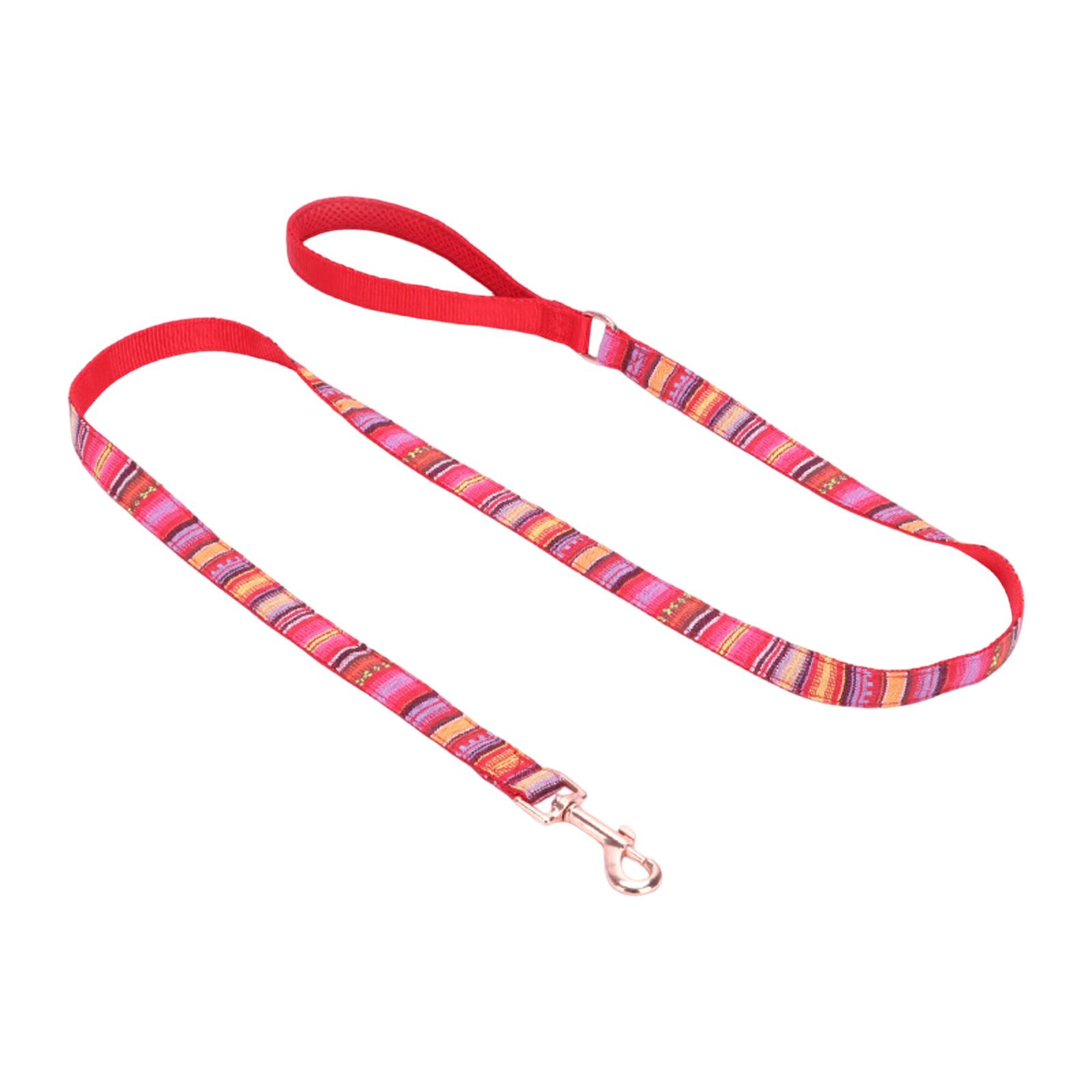 

Набір нашийника та повідця для собаки, Богемний смугастий та клітчастий повідець, Етнічний повідець для домашніх тварин. One Size червоний