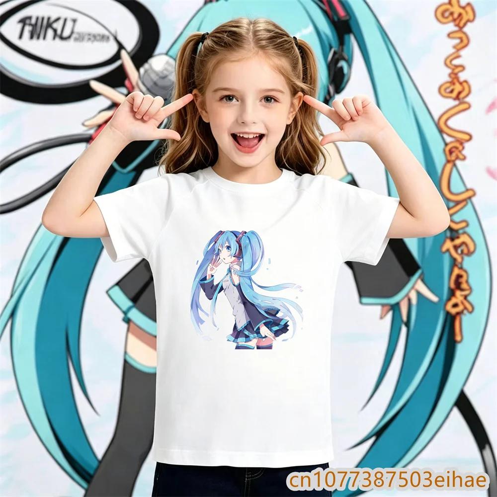 Hatsune Miku Anime Future Peripheral Collaboration Pure Cotton COS Anime Cartoon Printed Boy and Girl New Casual Tshirt