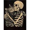 Halloween Skull and Cat Print Black T Shirt Casual Comfortable Women Crew Neck Short Sleeve T-shirt Gothic Vintage Y2k Tees Tops