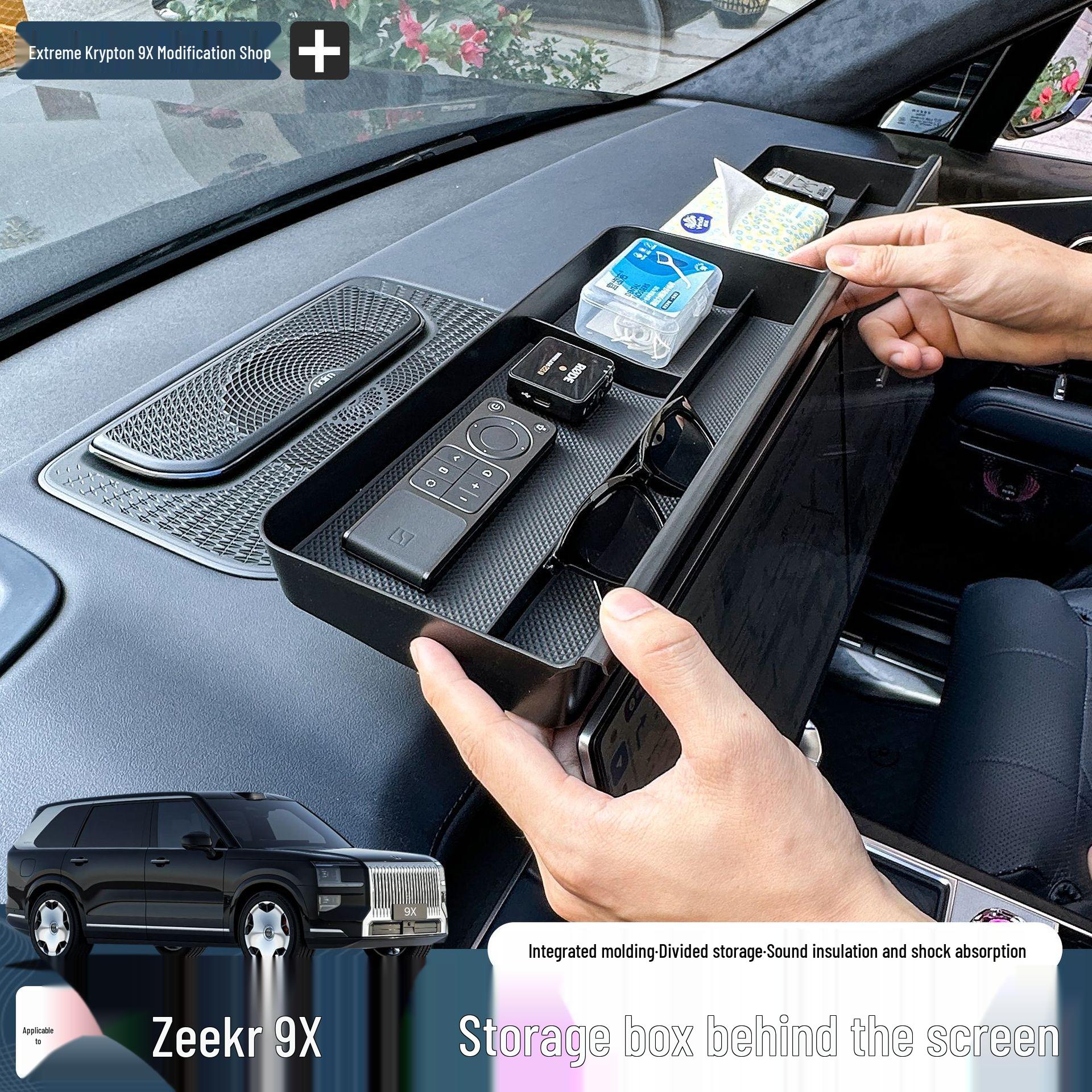 Enhanced Accessories for Zeekr 9X Screen: Rear TPE Storage Organizer Box