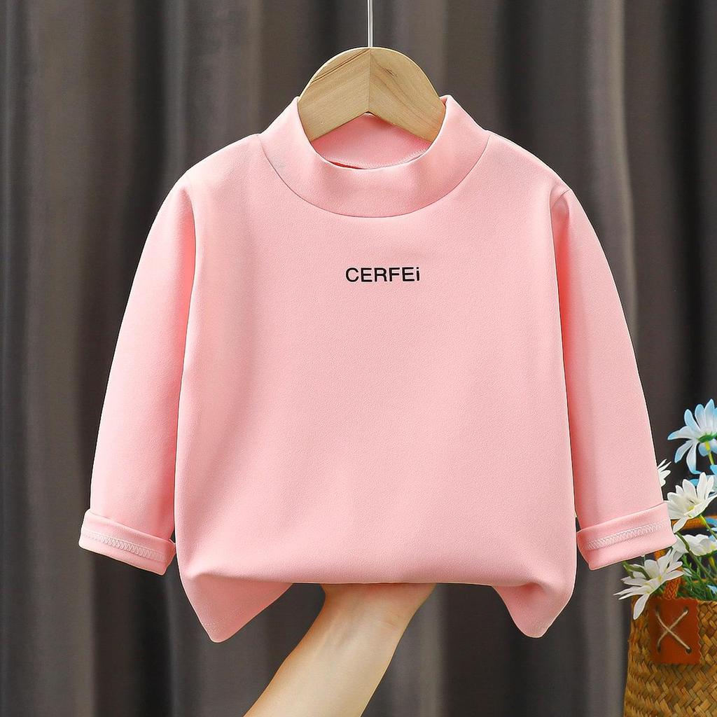 Children's Thermal Fleece Long-Sleeve Top, Base Layer Round Neck Shirt for Autumn/Winter.