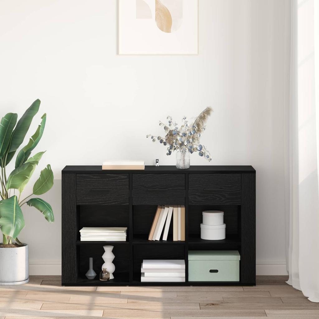 Sideboard in Black Oak Look 100 x 30 x 59.5 cm Engineered Wood