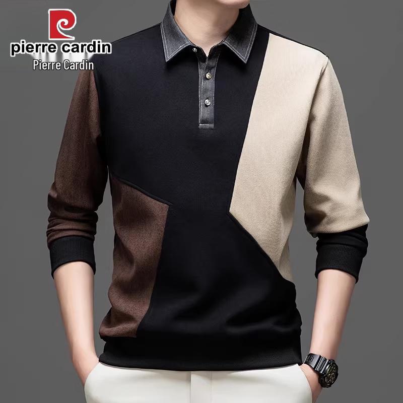 

Pierre Cardin Men s Casual Color-Block Lapel Sweatshirt 3XL