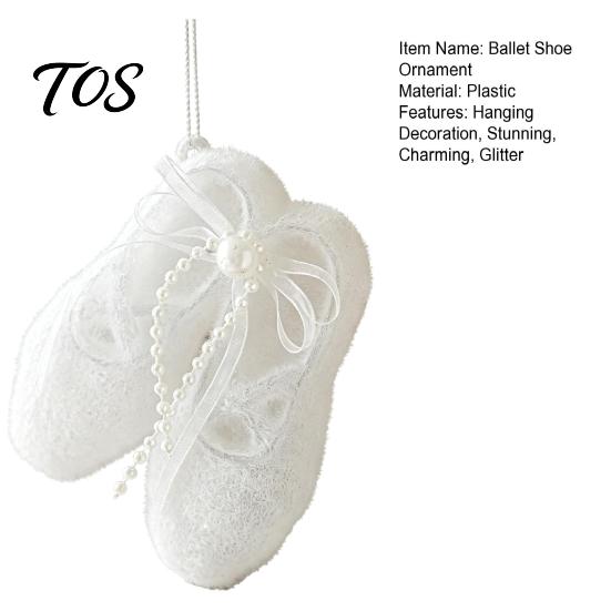 Dance Themed Christmas Tree Decor Glitter Ballet Shoes Ornament, Plastic Dancing Hanging Holiday Home Party Ornaments Decoration with Bow for