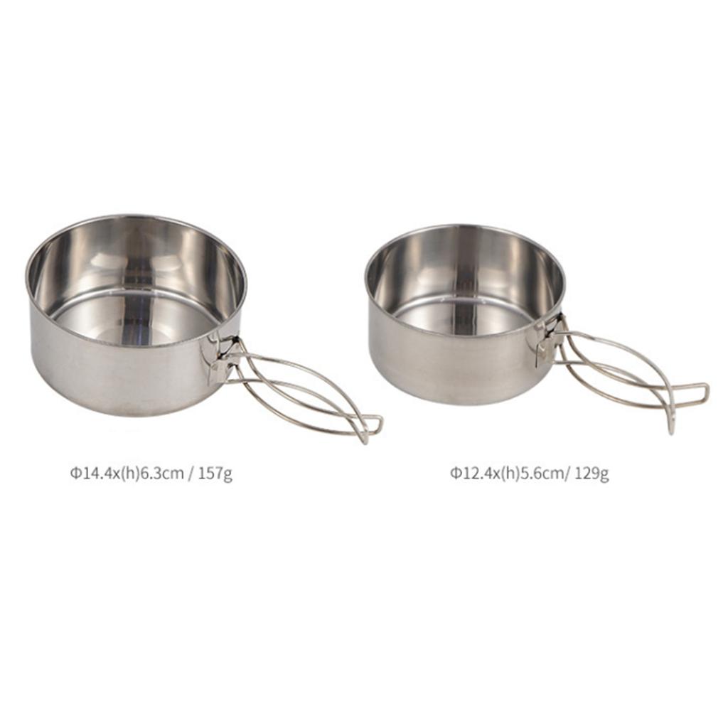 8pcs Durability Stainless Steel Cooking Cookware Portables Picnics Tableware for Camping, Hiking