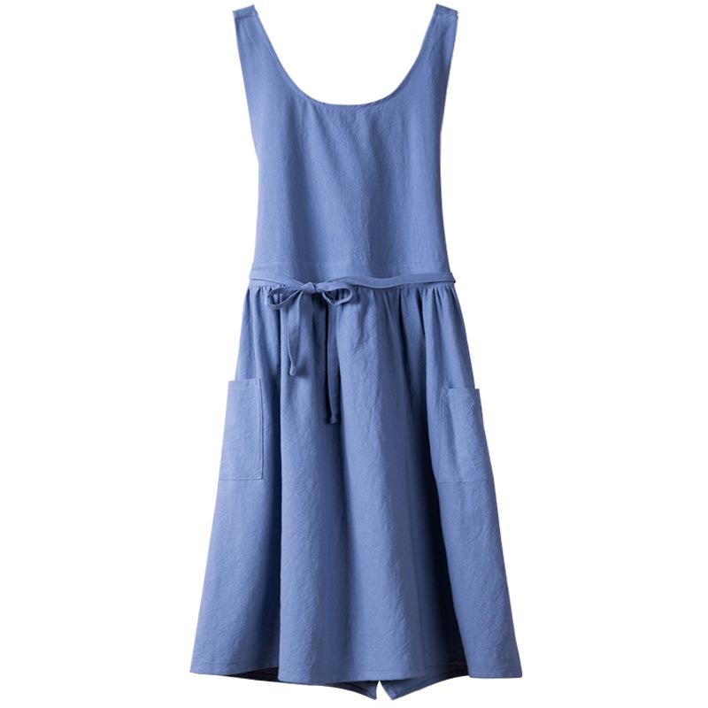 Japanese Korean Style Cotton Linen Apron with Custom Logo for Gardening, Cafe, and Kitchen Use