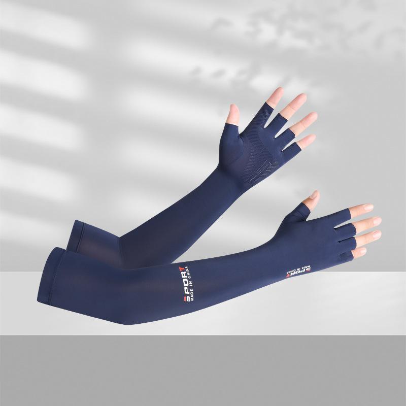 Ice Silk Sunscreen Gloves, Thin Touch Screen Sleeves, Long Breathable Sports, Men and Women Outdoor Driving, Cycling, Fishing, Quick Drying