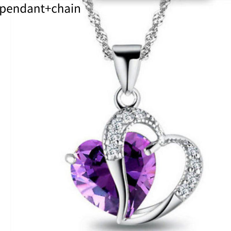 Elegant Heart-shaped Zircon Crystal Necklace Collarbone Chain For Women Employee Gifts Wedding Celebration