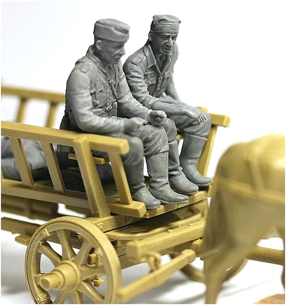 Master Box German 4 Horse Injured Soldier Retreat 4 Plastic Model MB35058 1/35 Infantry, Carriage, Scene,