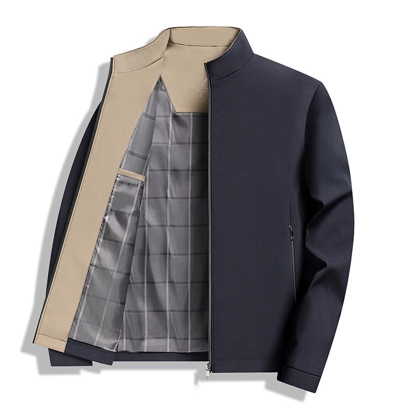 Men's Stand-Up Collar Jacket - Spring/Autumn Casual Outerwear for Middle-Aged and Older Men