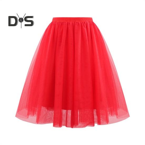 Damen Retro Ballettrock Elastischer Hoher Taille 3-Lagen Tüll Petticoat Tanzrock Karneval Cosplay Tutu Rock