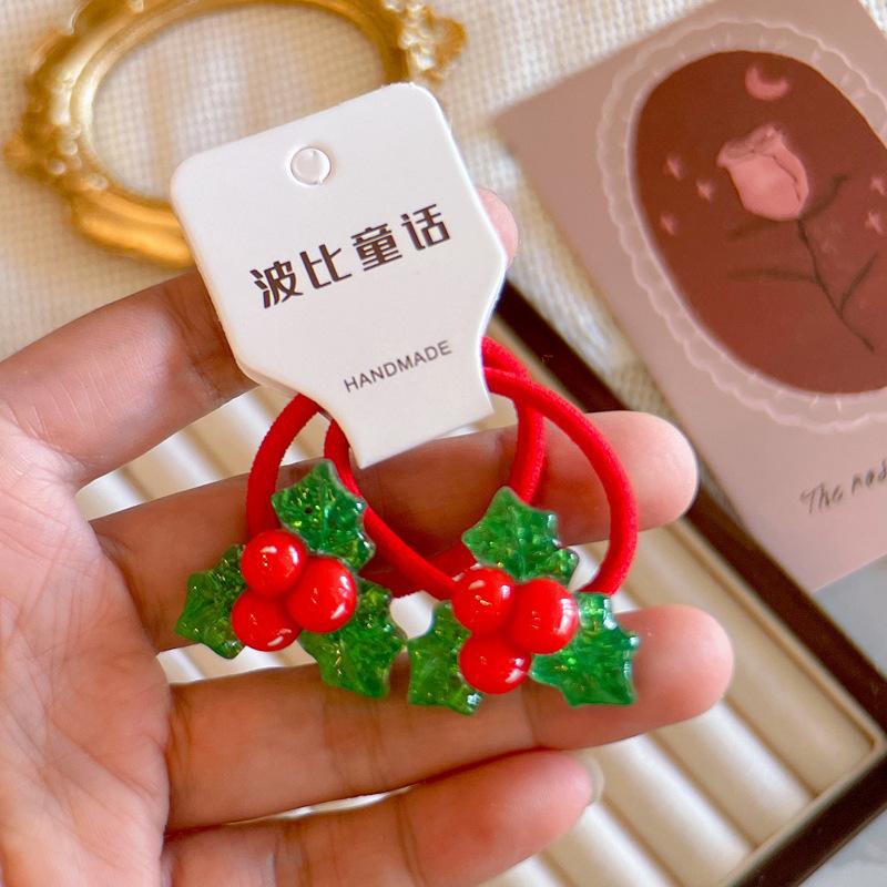 

2 шт. новые милые мультяшные резинки для волос с Санта-Клаусом для девочек, аксессуары для волос, детские резинки для волос, детские головные уборы