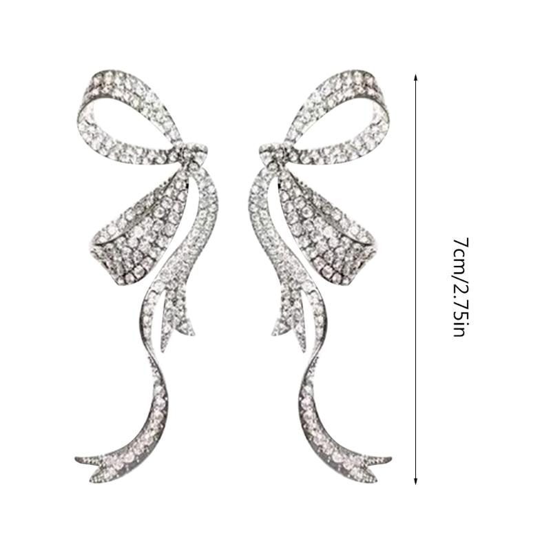 Exaggerated Earrings High-Grade Sense Luxury Diamonds Bowknot Earrings 2023 Trend Sweet Earrings Female Summer Style