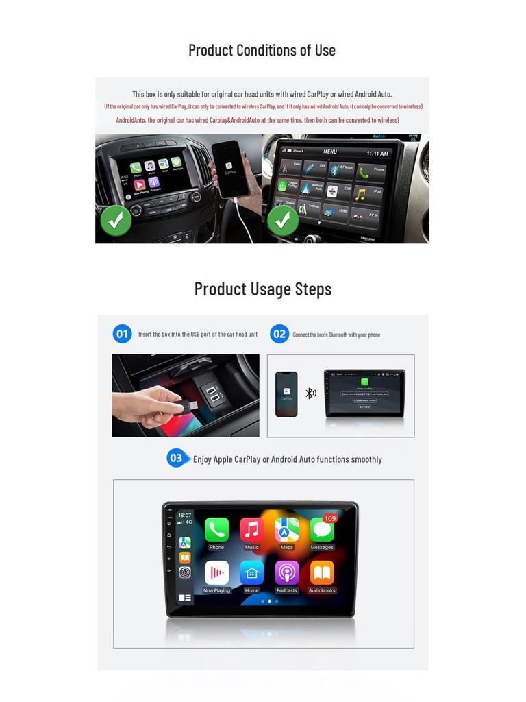 2-in-1 Wired to Wireless CarPlay & Android Auto Box