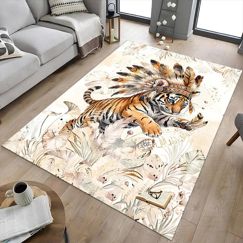 1PC Tiger Feather Non-Slip Floor carpet, Office, family, bedroom, Studio - Large Area Rug, Vibrant Colors-C0464