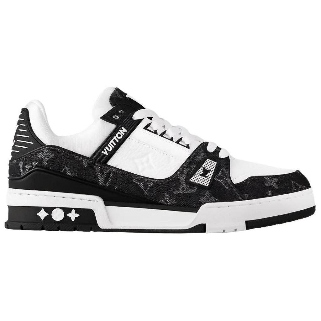 Louis Vuitton Trainer Cow Leather Trendy Low Top Skateboard Shoes Women's Black 1AC2A5