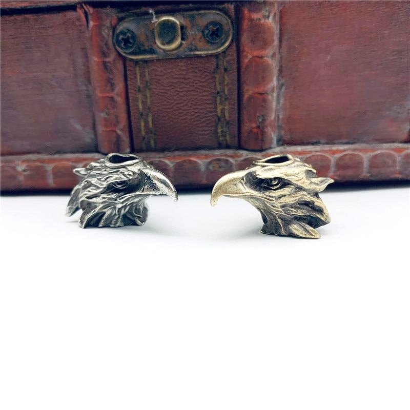Brass Eagle Head Knife Bead Pendant Car Keychain Outdoor EDC Tool Umbrella Rope Bead Hanging Jewelry DIY Paracord Lanyard Gift