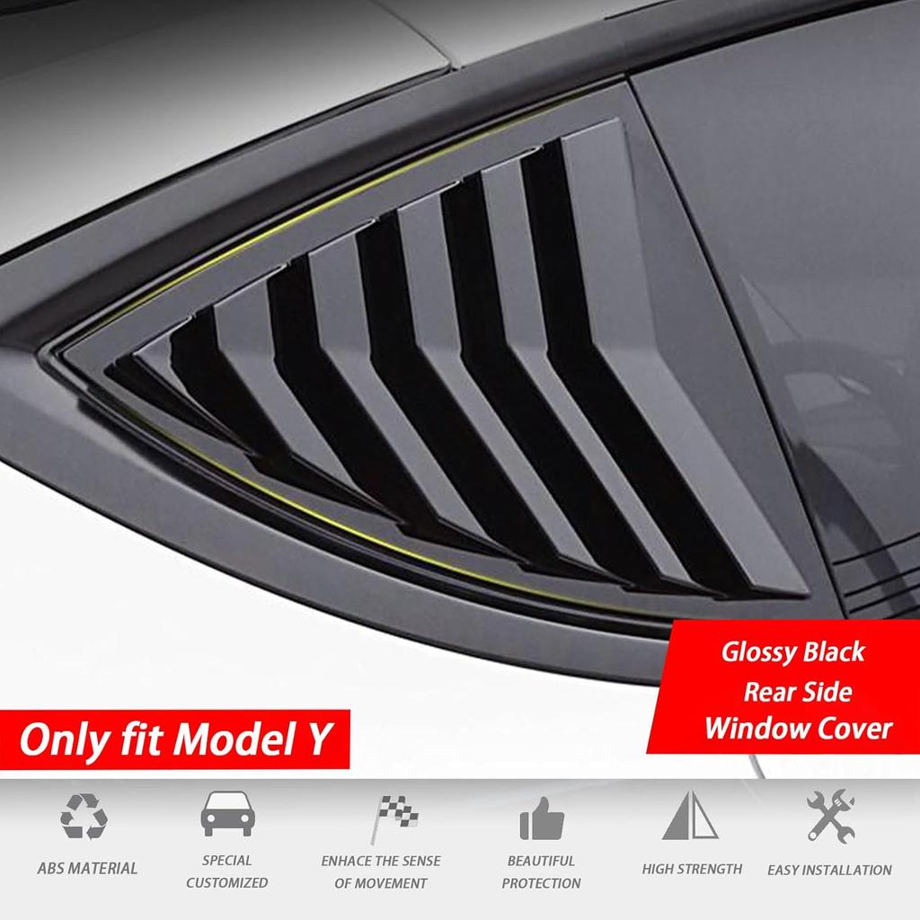 For Model Y Side Window Louver Cover Sport Style for Tesla Model Y    2024 2025 Juniper Accessories 2Pcs(Glossy Black)