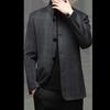 Hengyuanxiang Men's Wool Stand-Up Collar Zhongshan Jacket - Casual Woolen Coat for Seniors