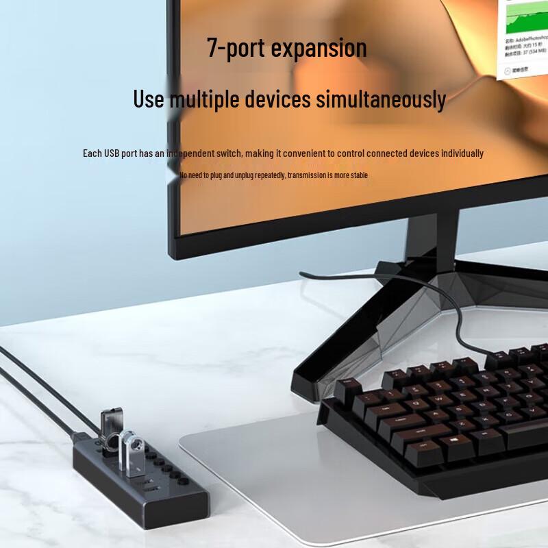 Hub de Escritorio USB 3.0 de 7 Puertos aigo con Interruptores Individuales