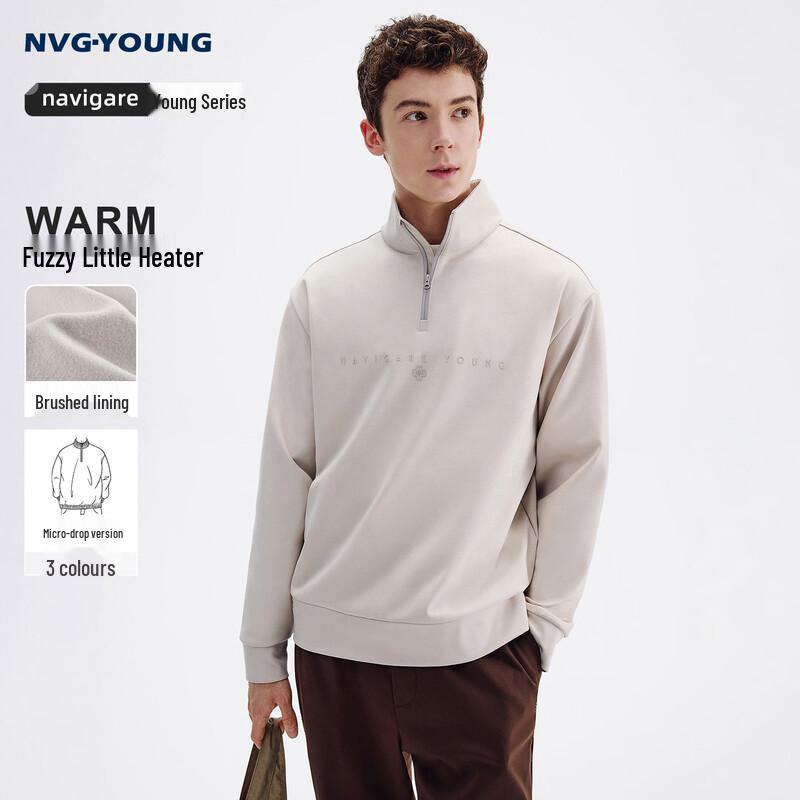 

NVG·YOUNG Men s Half-Zip Stand Collar Brushed Pullover M