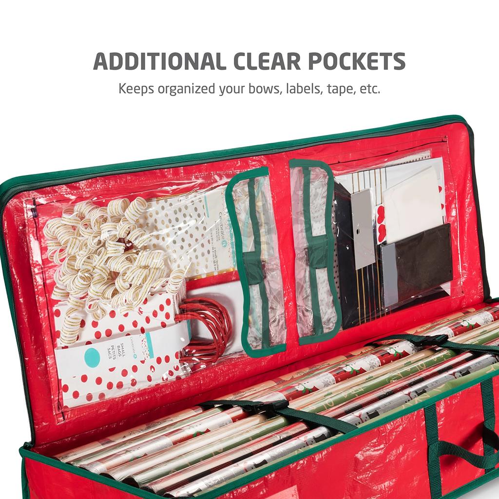 Underbed Gift Wrap Organizer - & Stain-Resistant Heavy-Duty Storage Box with Zippered Lid -  for Gift Wrapping Supplies