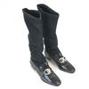 Ferragamo Attention Design Bit Moccasin Long Boots 4.5 22.0 Black Loafers Rare(USED)