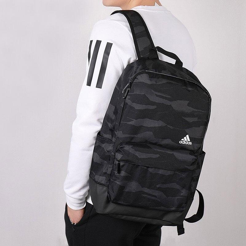 Adidas Cl Aop Sports Leisure Polyester Backpack Unisex Backpack Carbon-Black DW4272