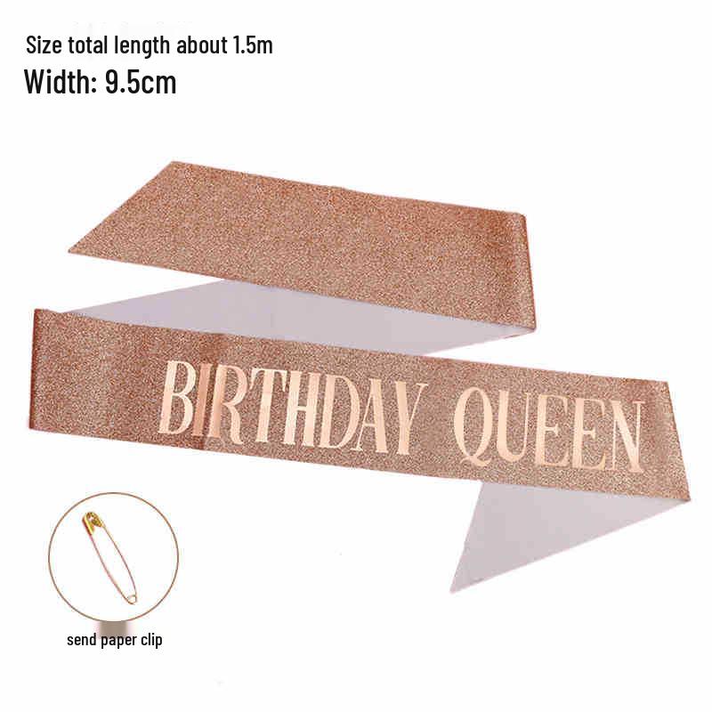 Hong Kong Style Birthday Queen Sash & Shoulder Strap for Photos