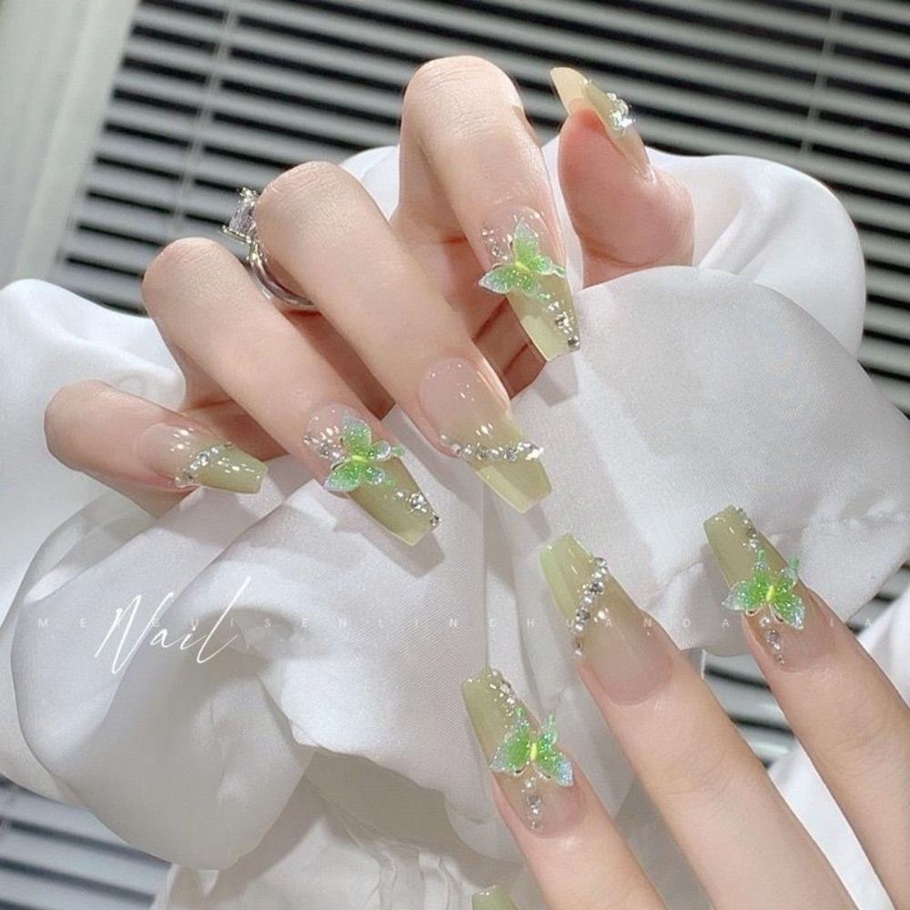 Frühling und Sommer Wind Tragen Nagel Reiner Wunsch Nagelpflaster Aufhellend Abnehmbares Nagelstück Langes und kurzes Nagelstück Fertigprodukt
