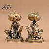 Creative Tea Pet Accessories Solid Brass Pumpkin Monsters Figurine, Distressed Statue, Vintage Skeleton Small Decorative Sculptures Sculpture