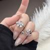 Color Zircon Bow Love Open Ring Women'S Light Luxury Fashion Niche Sweet And Cool Design Sense Tetragonal Star Ring