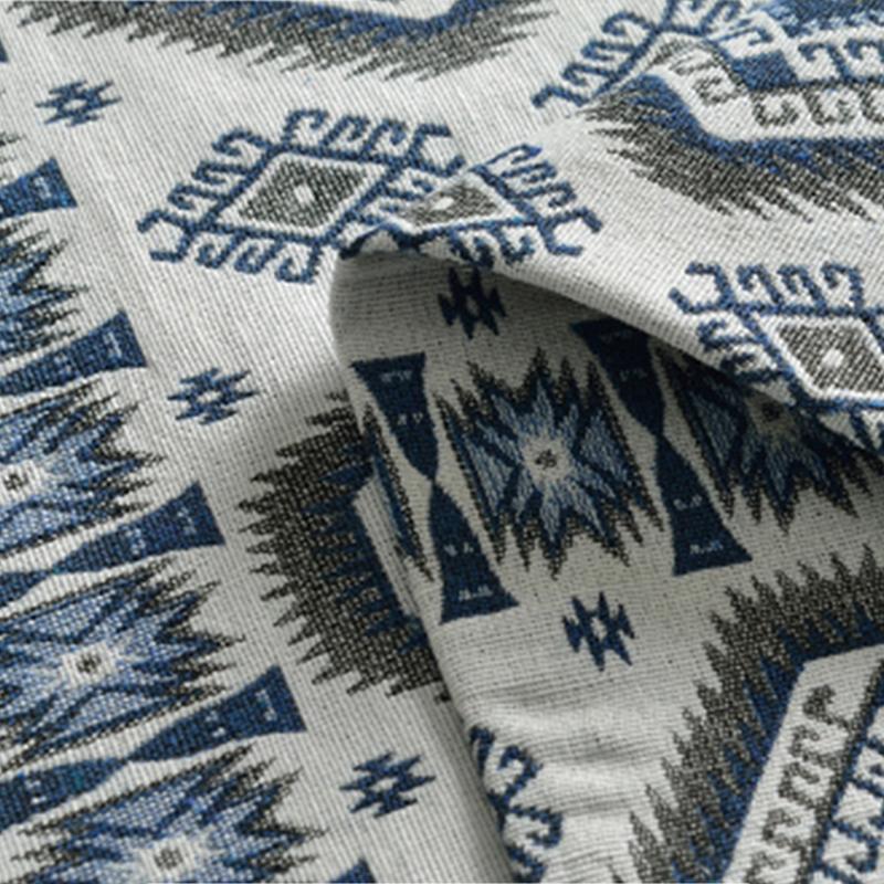 BILU Thicken Yarn Woven Polyester Cotton Linen Ethnic Jacquard Fabric for Home Textile