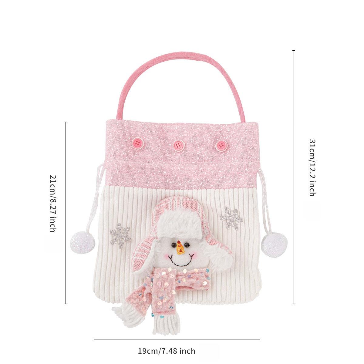 Pink Plush Christmas Gift Bag Christmas Gift Bag Christmas Eve Apple Bag Children s Candy Bag Holiday Atmosphere Supplies New 1pcs