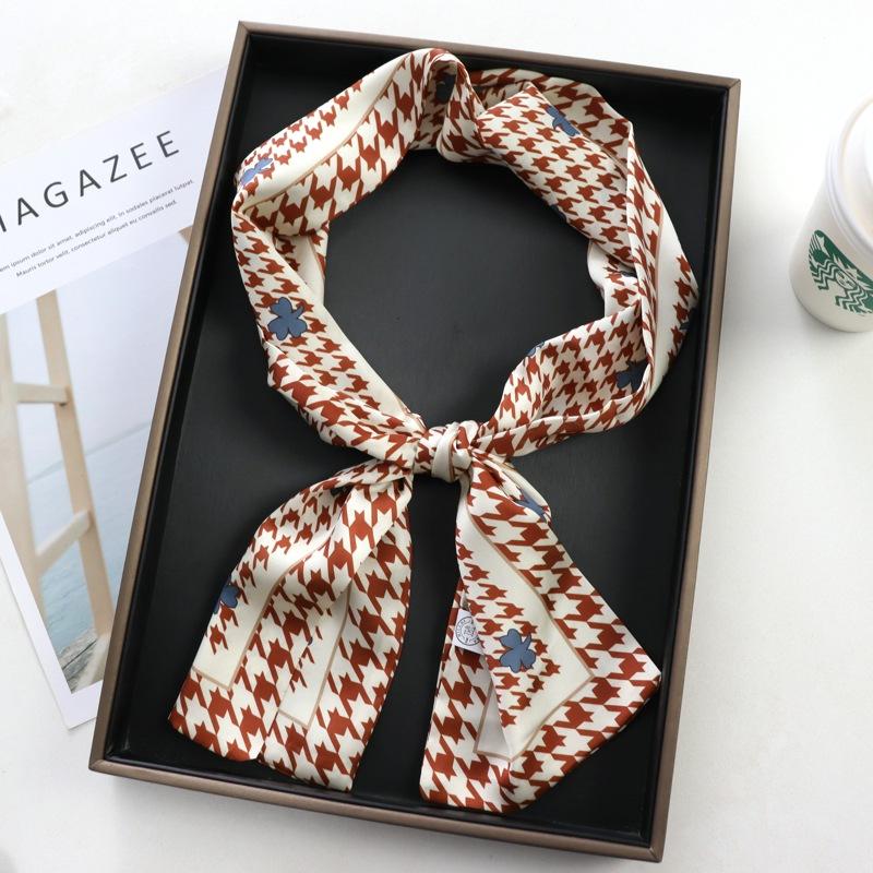 Hair Print Summer Long Silk Feeling Scarf For Women Fashion Neck Tie Hand Bag Foulard Wrist Luxury Kerchief Shawl Wraps Hajib