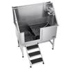127 Cm Dog Grooming Bath Tub Stainless Steel W Stairs Water Filter Left